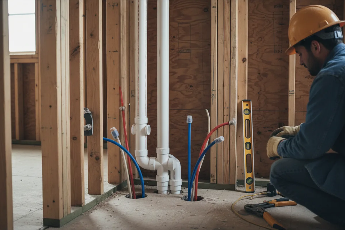 Drain and supply rough-in during Drain Cleaning in New Fairfield